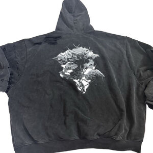 RARE Vintage Y2K Willy Chavarria Eternal Love Black Rose Heavyweight Hoodie SZ S